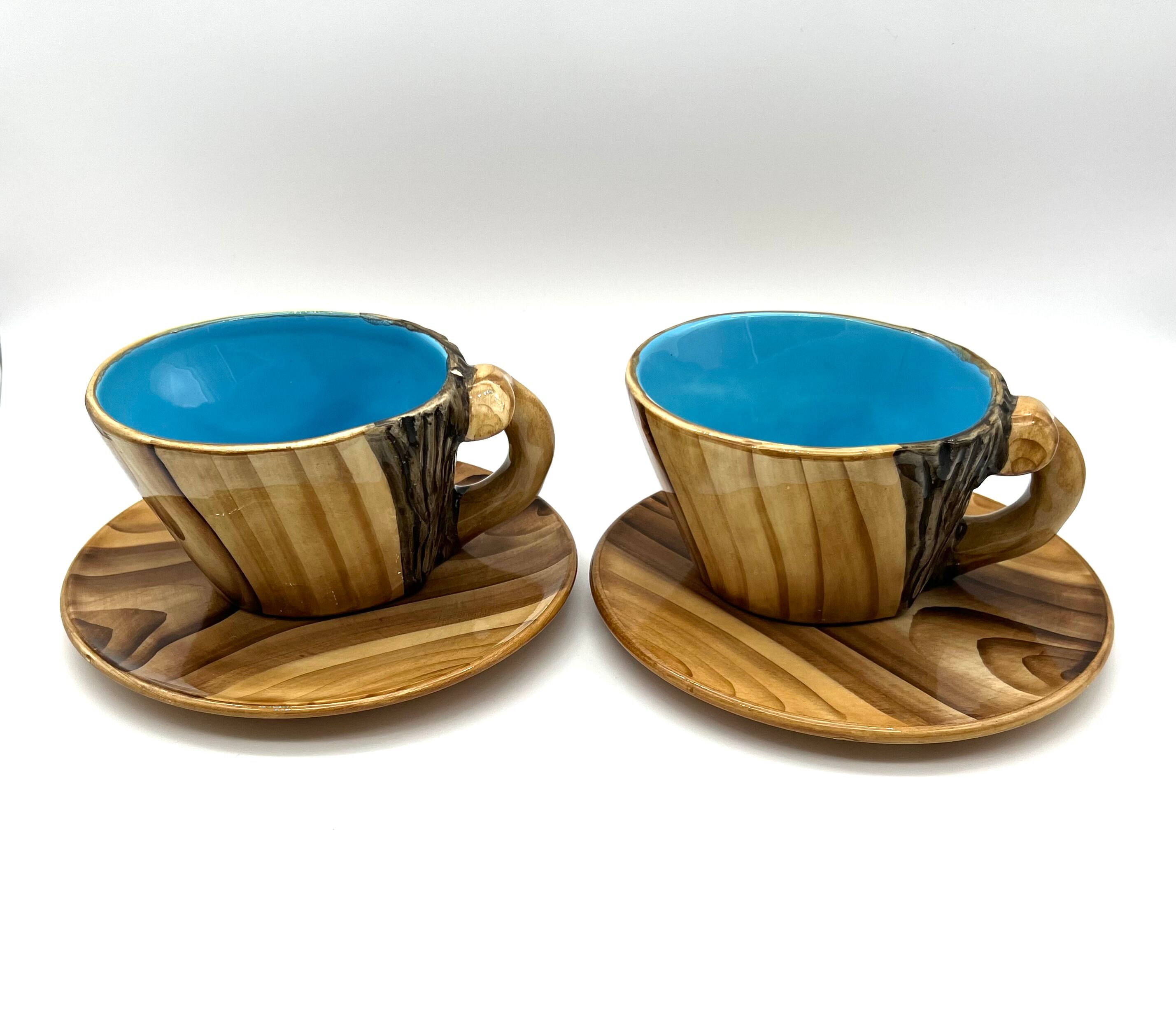 Vintage Vallauris Tea Service in Faux Bois by Grandjean-Jourdan