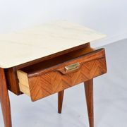 Set of 2 Italian Midcentury Rosewood and carrara bedsides tables
