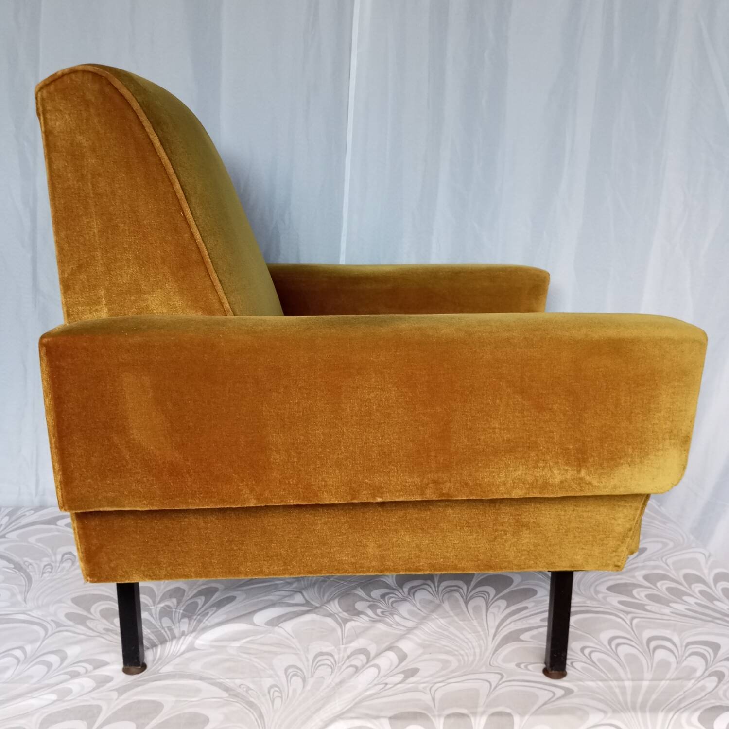 Vintage yellow velvet armchairs