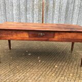 Antique farmhouse table in solid cherry wood with 3 drawers.