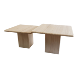 Set of Two vintage travertine side tables
