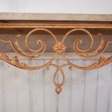 Wrought iron and marble wall console