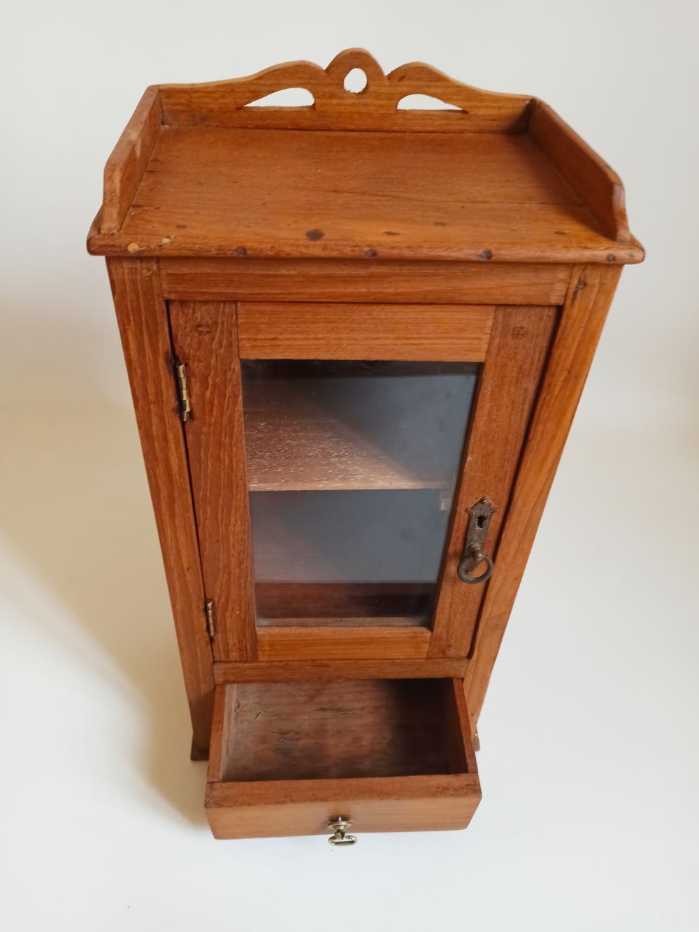 Wall display case early 20th Solid Burmese teak Height 55 cm