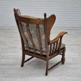 Années 1960, design danois, fauteuil à dossier haut par Regan Møbelfabrik, Aarhus, état d'origine.