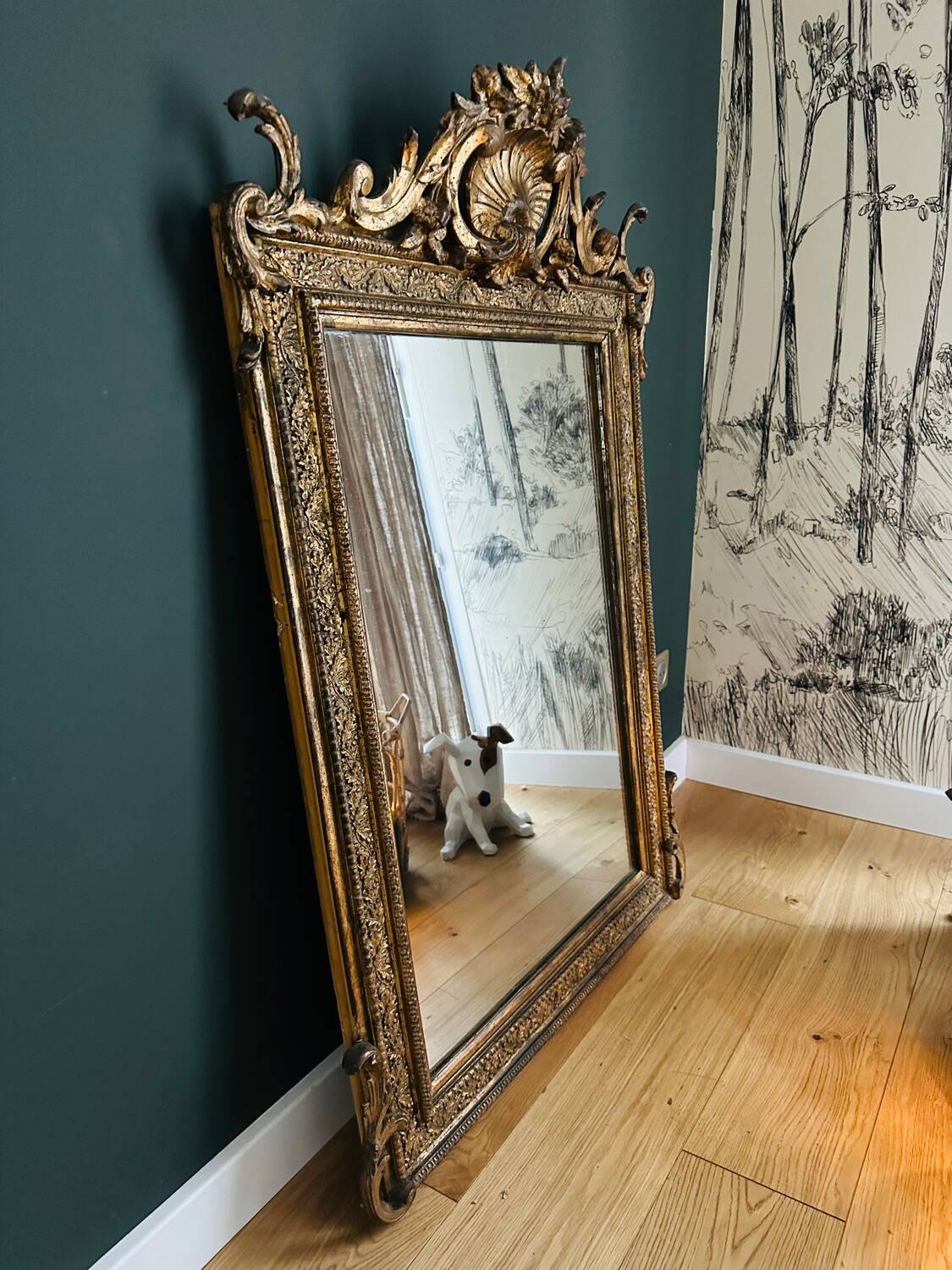 Golden wooden mirror