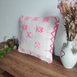 Pink and white bohemian Berber cushion