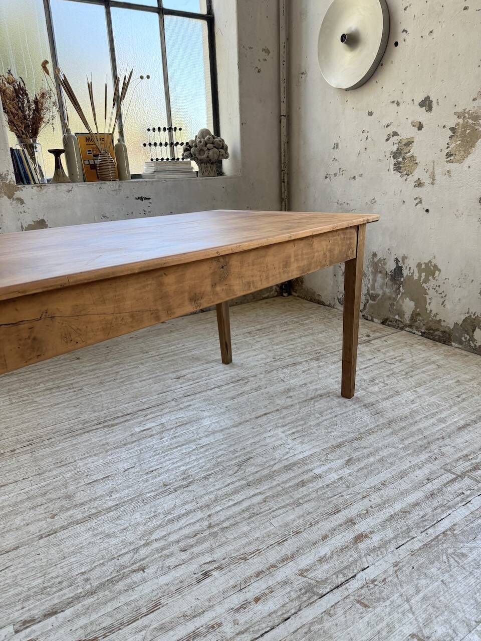 Cherry farmhouse table with spindle legs, 1950s