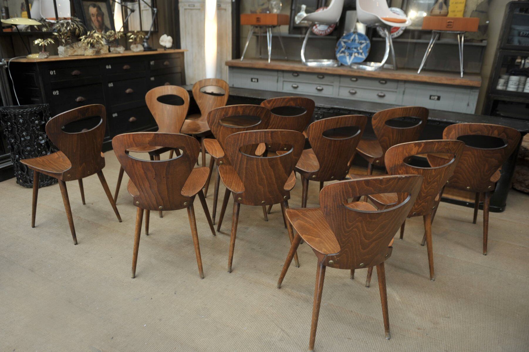 Baumann 1950s curved beech mid-century chair