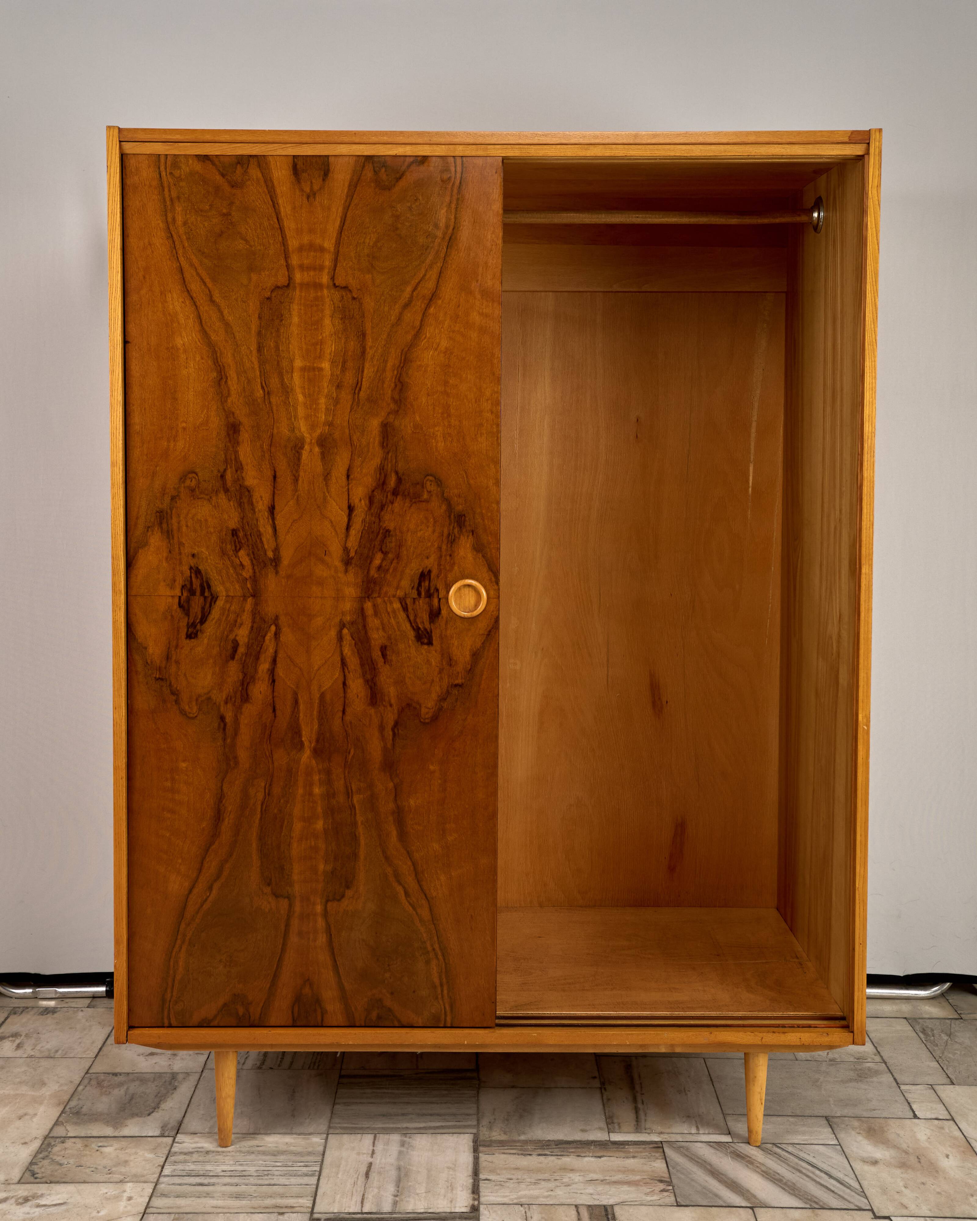 Vintage Wardrobe with sliding doors, 1960s, Czechoslovakia