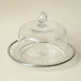 Antique Crystal Cheese Dome with Star Pattern Plate