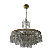 Old brass chandelier and crystal grapevines
