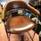Pair of vintage armchairs, cognac leather and chrome steel 1970