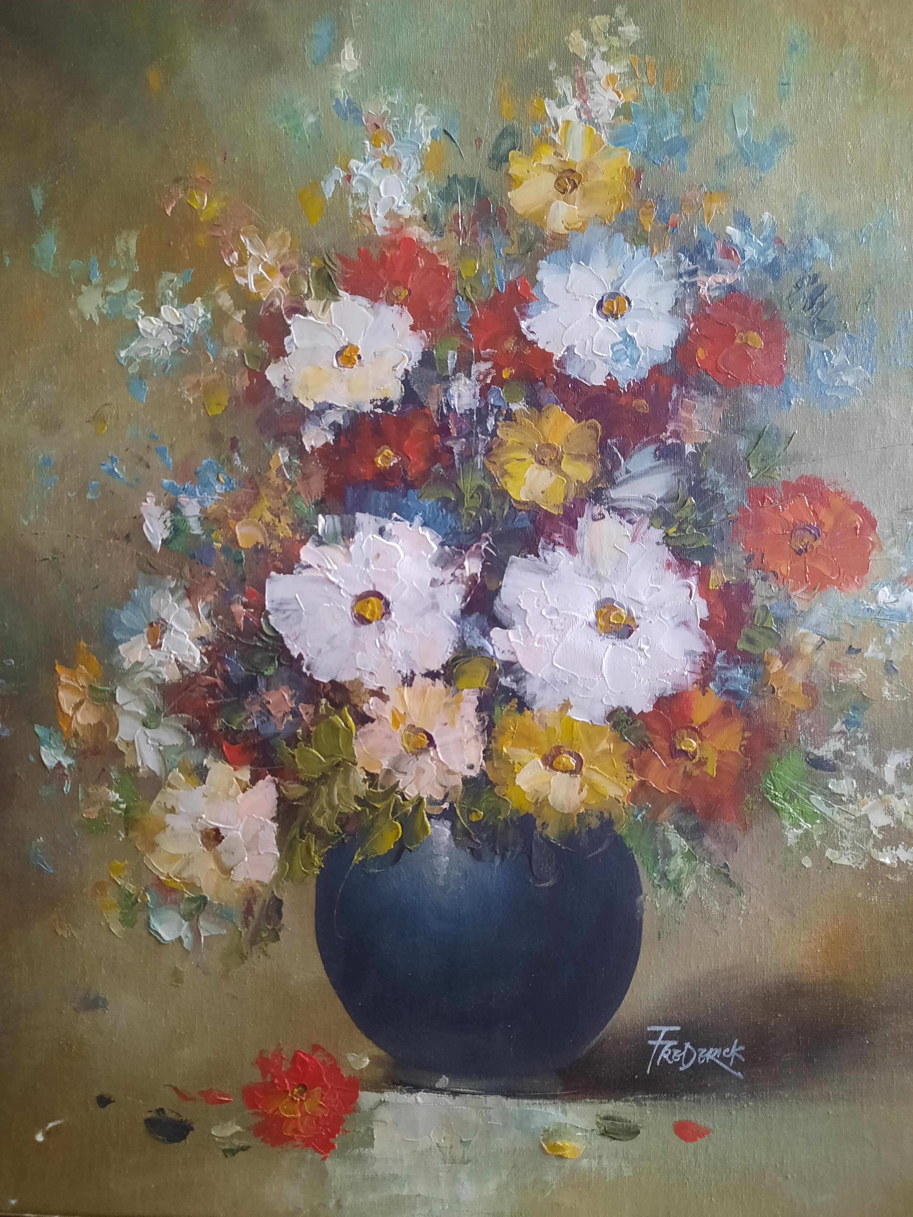 Painting flowers in a vase