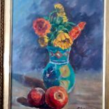 Still life painting vase with flowers by Lupicini - 1960s