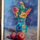 Still life painting vase with flowers by Lupicini - 1960s