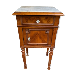 Table de chevet bois plateau marbre