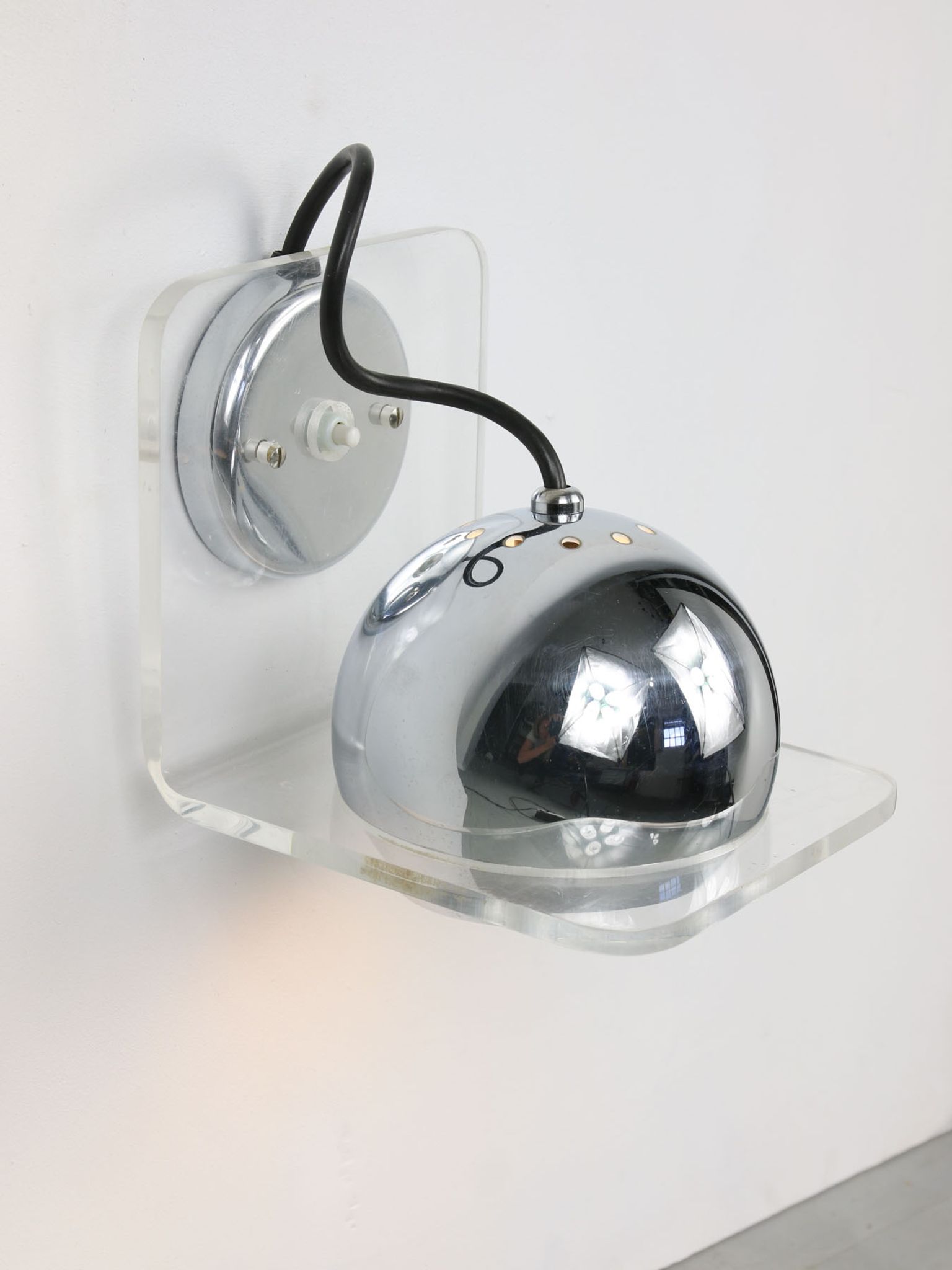 Vintage italian chrome eyeball wall lamp