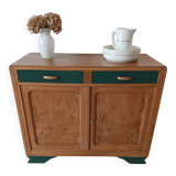 Buffet in elm burl, restyled in green and wood