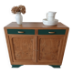 Buffet in elm burl, restyled in green and wood
