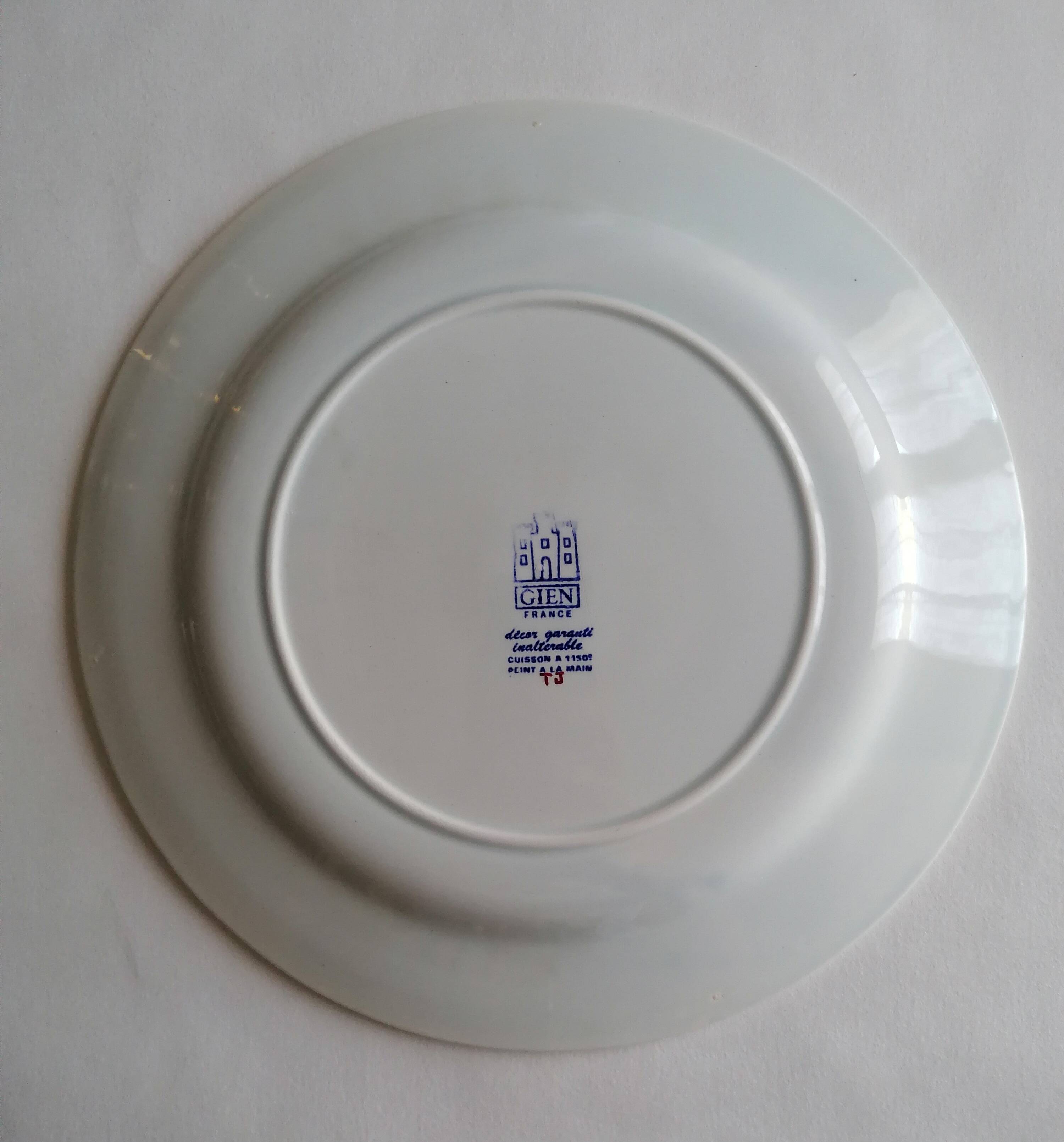 Assiette faïence Gien décor Rouen