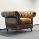 Fauteuil Chesterfield vintage en cuir marron