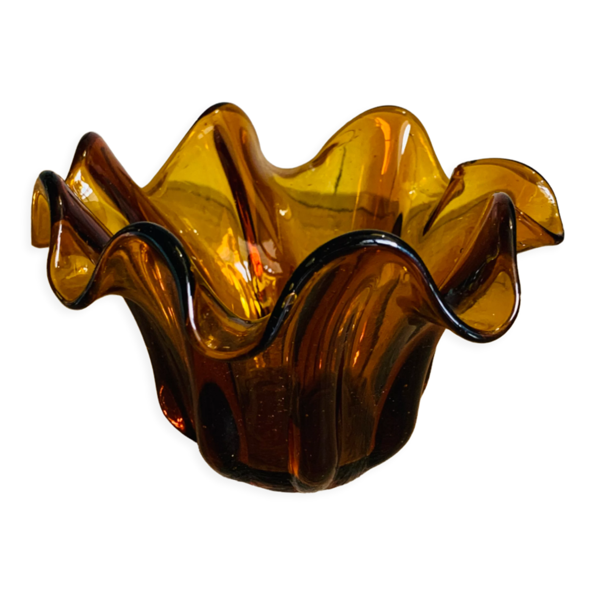 Blown glass draped candle holder