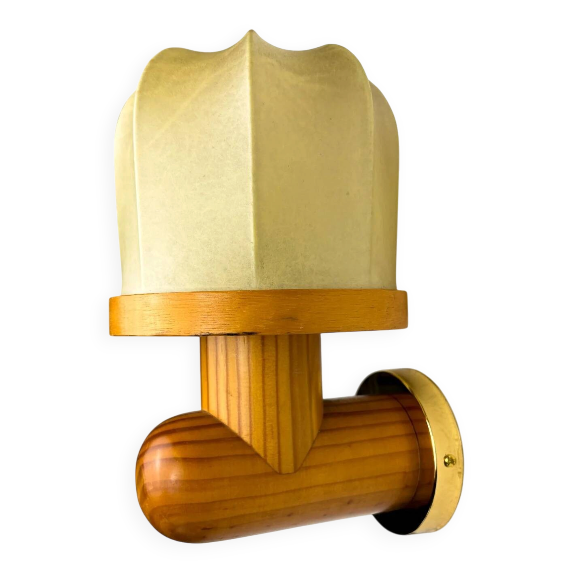 Italian "Cocoon" wall light, resin and pine wood, 1970s