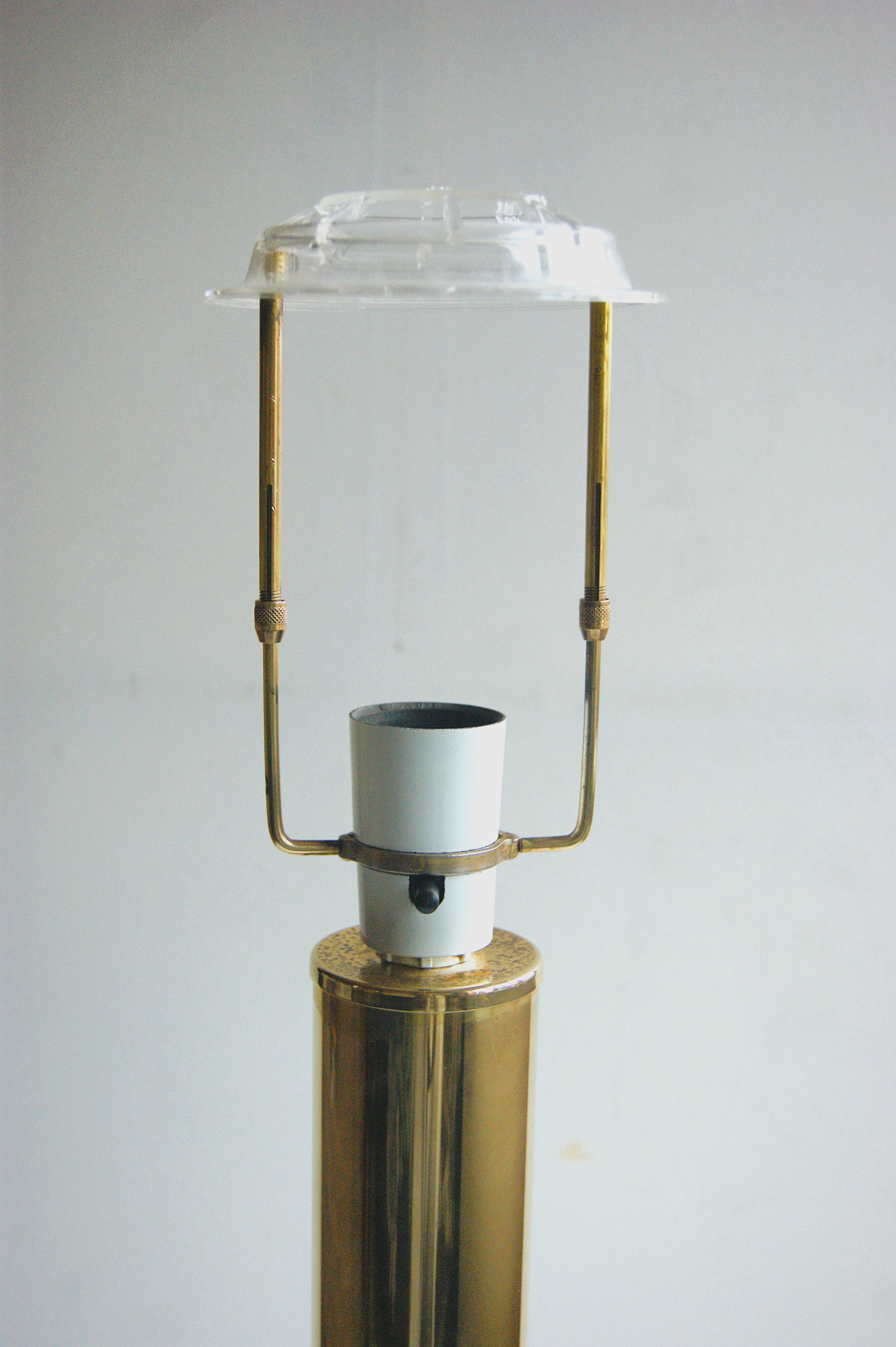 Giant vintage brass table lamp in cylindrical column design. Denmark 1960s