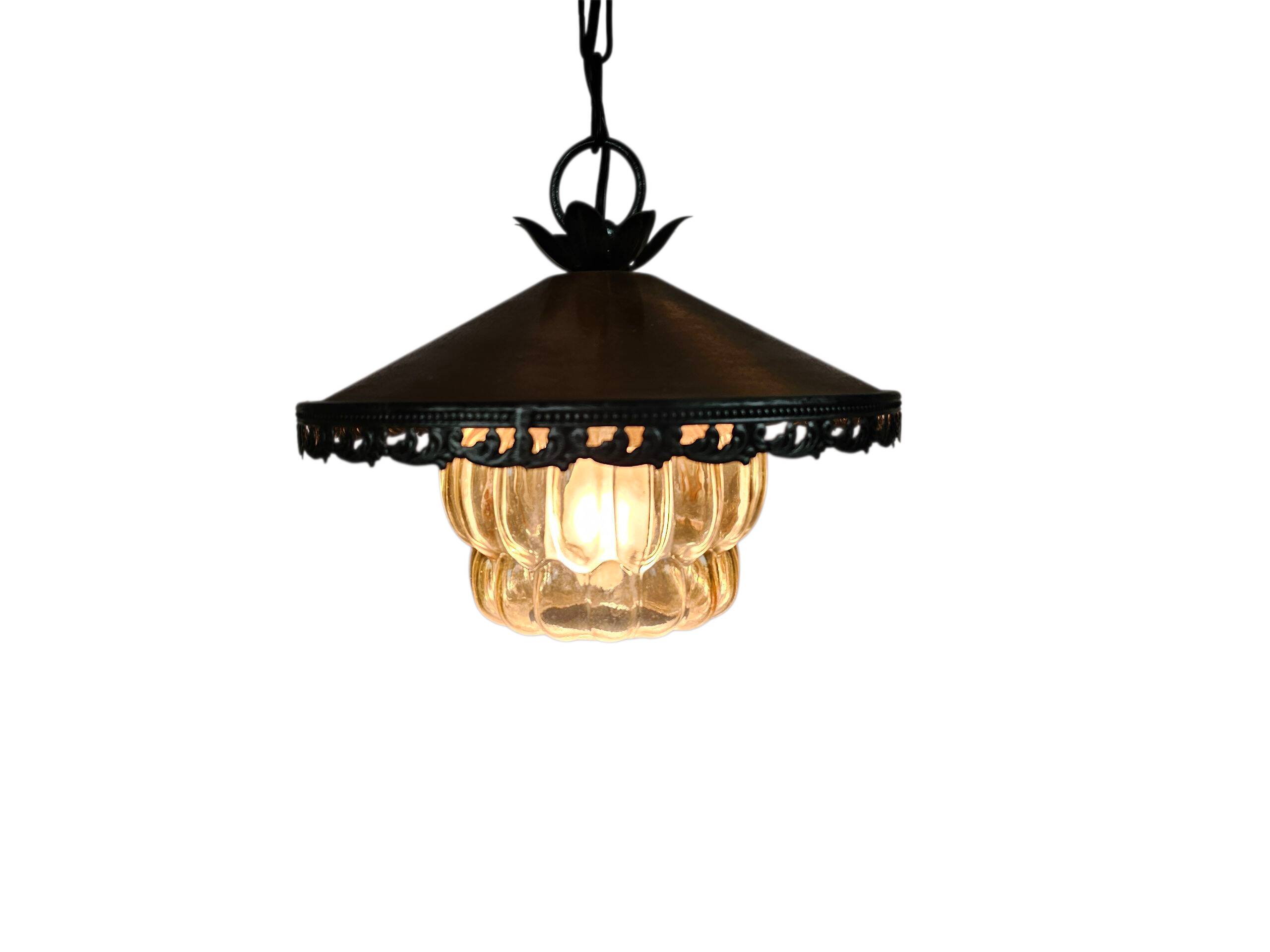 Veb narva leuchtenbau lengeveld - lampe suspendue - cuivre - verre - allemagne de l'est