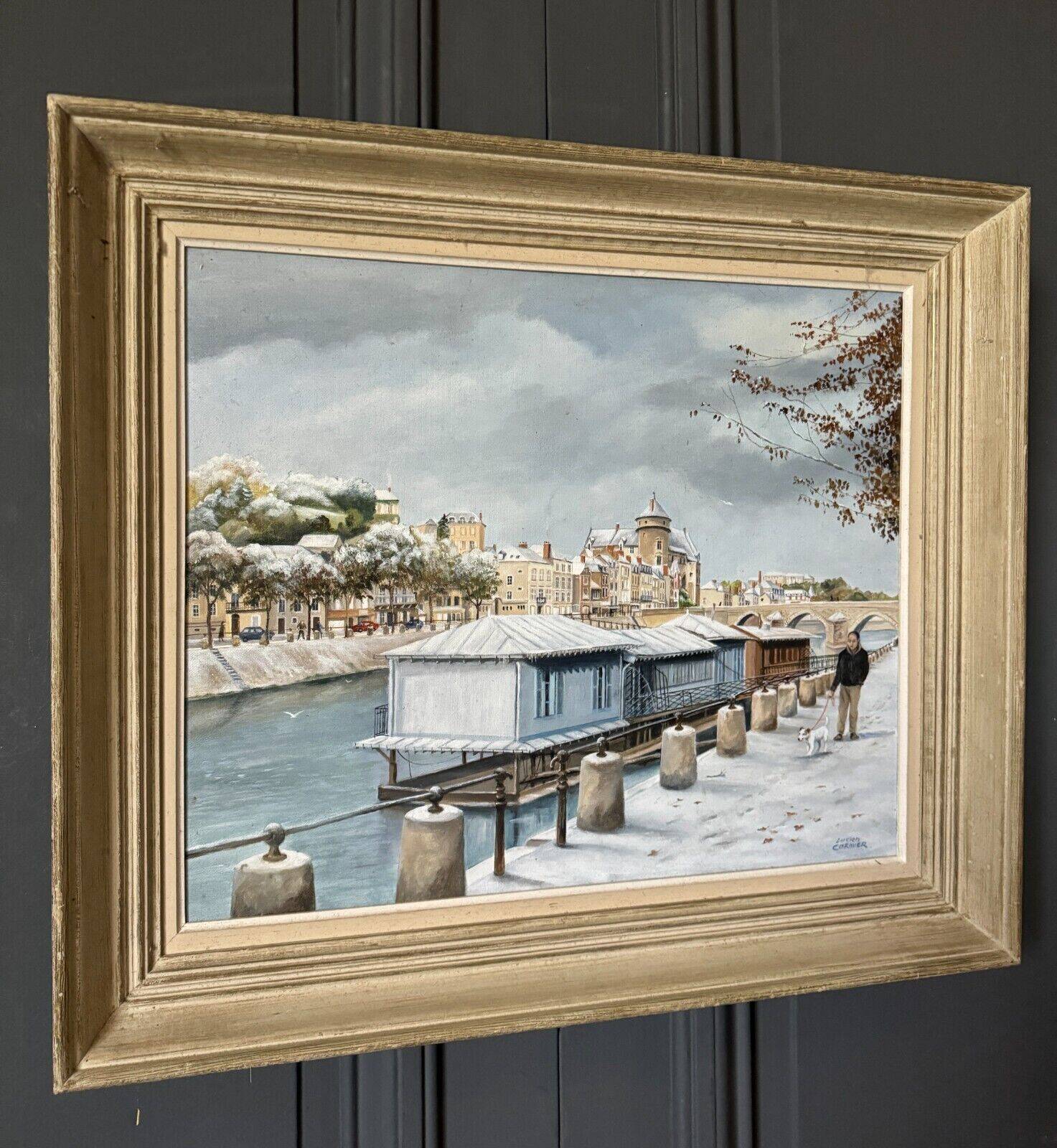 Oil on canvas by Lucien Cormier The Washhouse Boats Nantes 2009