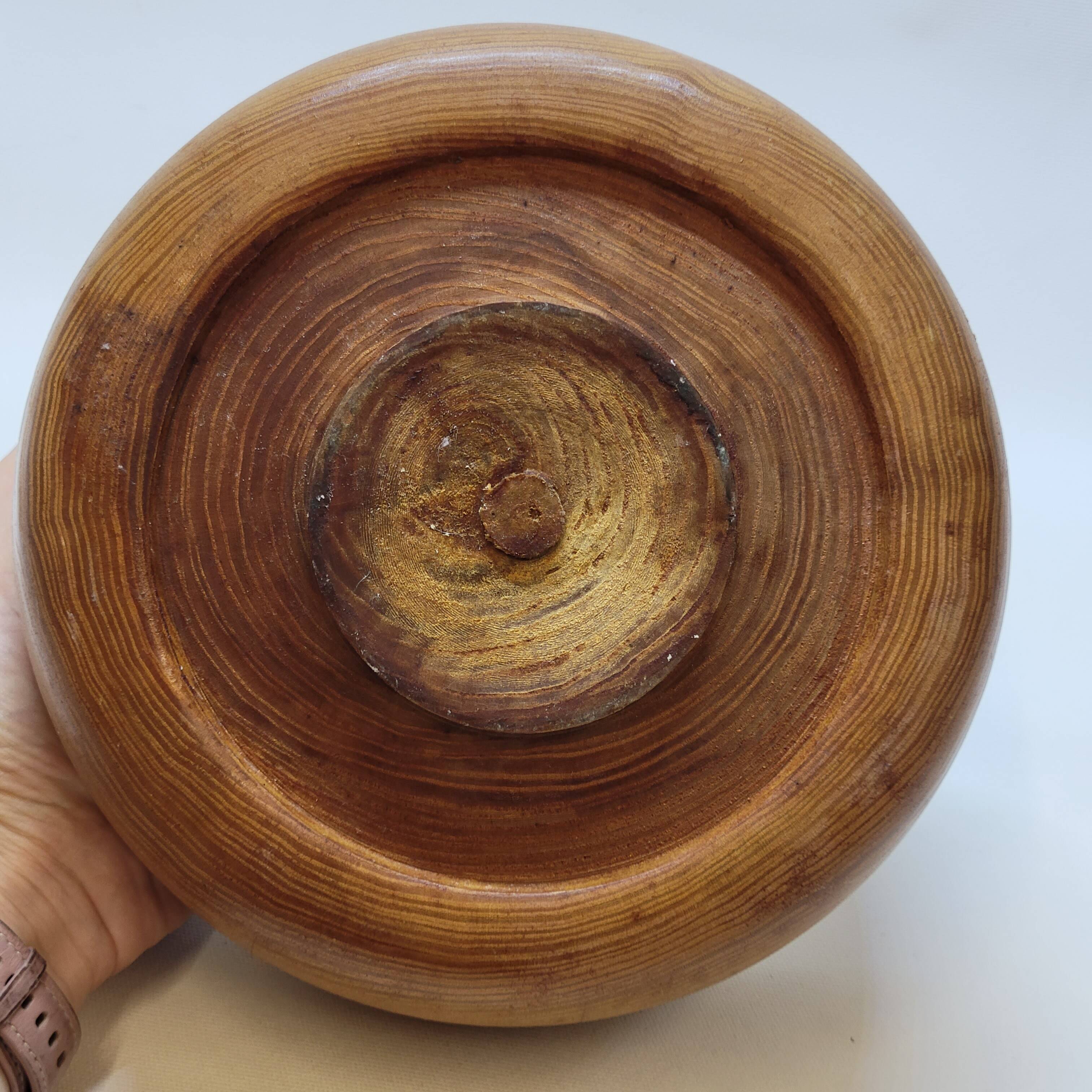 Vintage Scandinavian Turned Wood Empty Pocket Bowl