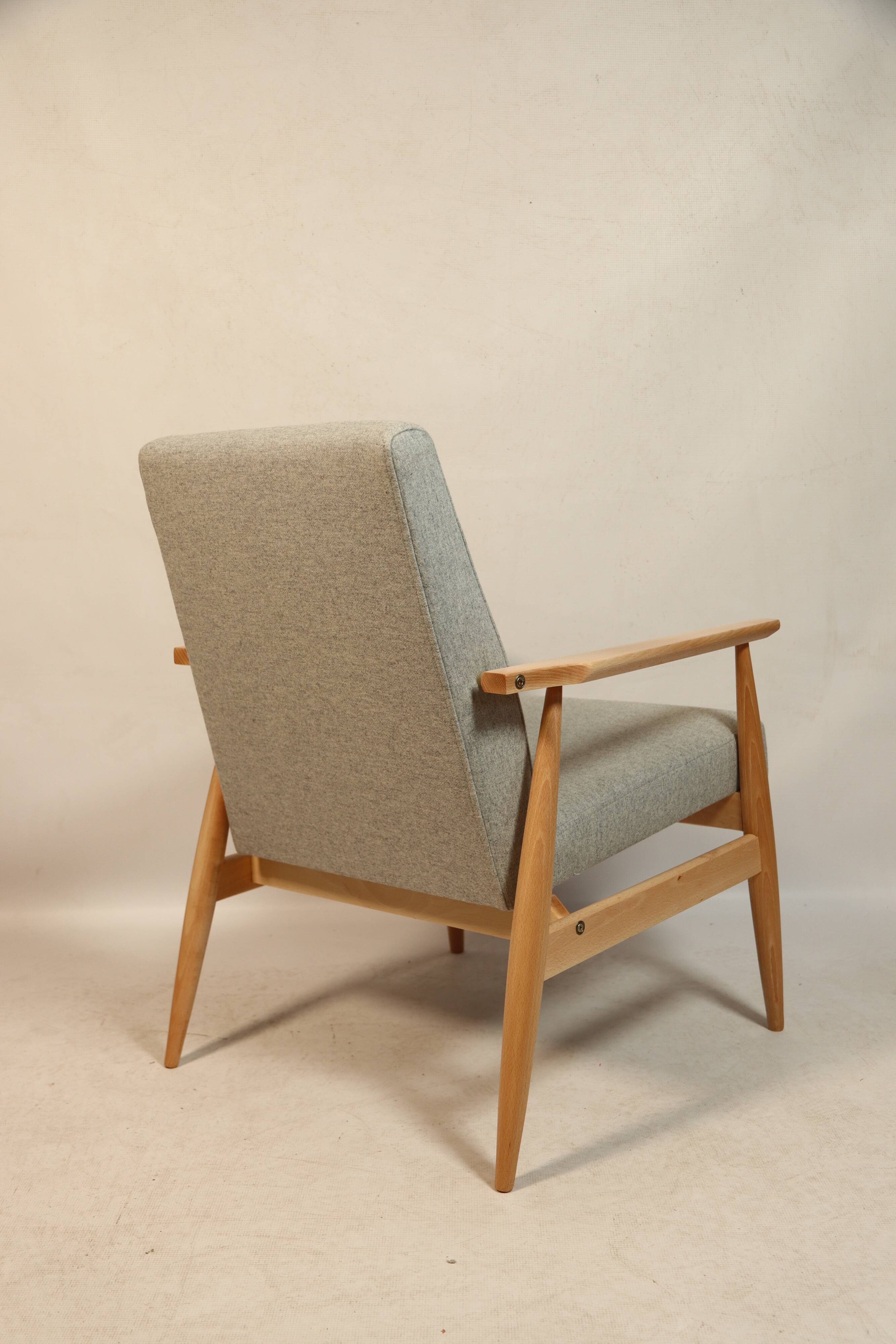 Fauteuil Vintage Gris Clair Design Scandinave Revêtement Laine