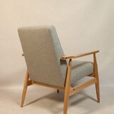 Fauteuil Vintage Gris Clair Design Scandinave Revêtement Laine