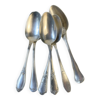 Set of 6 mismatched vintage soup spoons