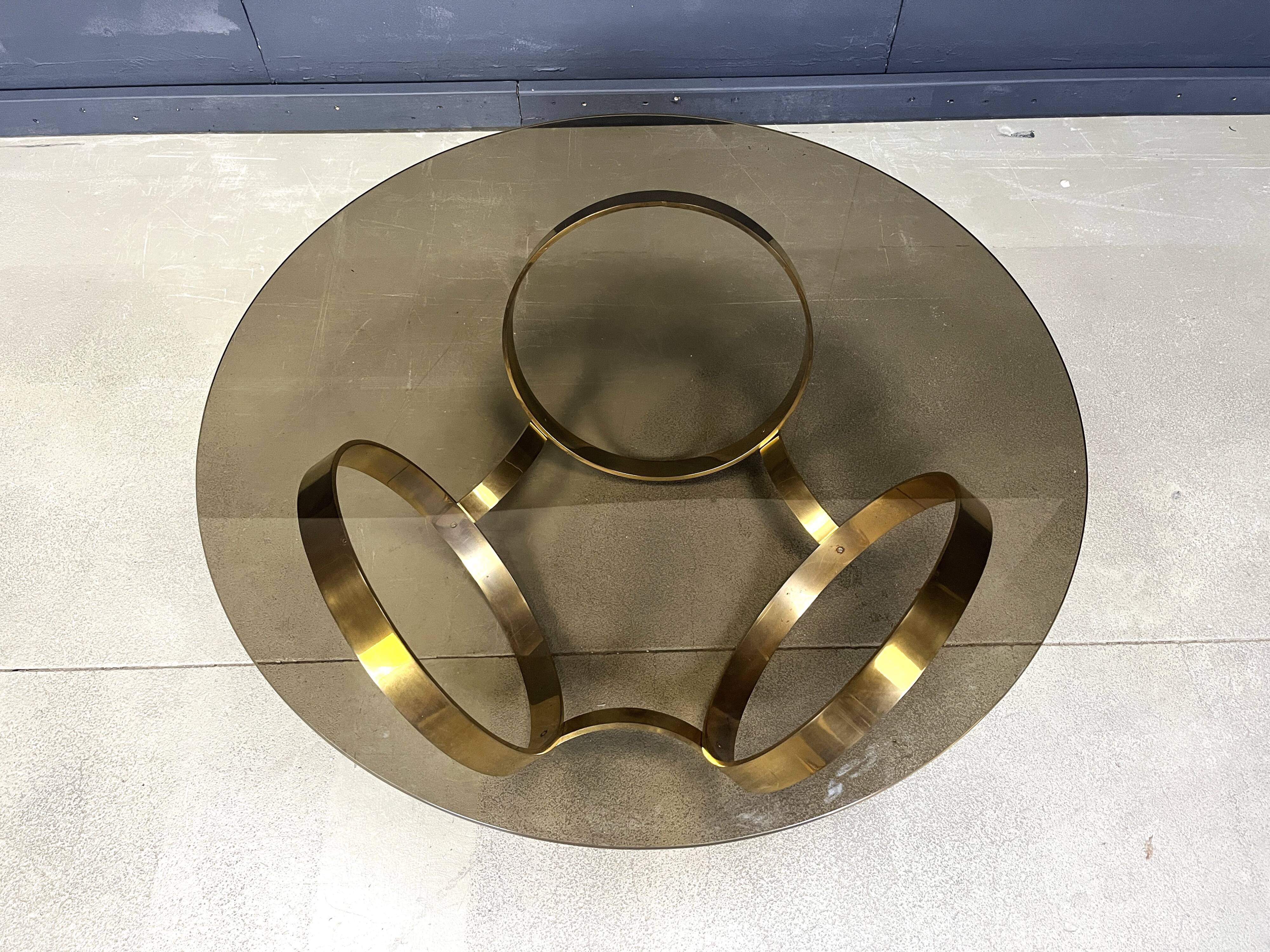 Vintage brass coffee table attributed to Knut Hesterberg, 1970s