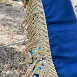 Blue parasol and flowers
