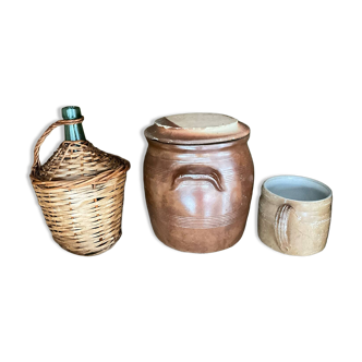 2 ceramics and 1 demijohn