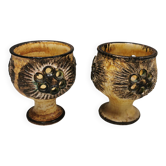 Two beautiful ceramic candle holders by Jette Hellerøe Denmark 1970-80s.