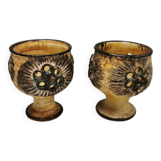 Two beautiful ceramic candle holders by Jette Hellerøe Denmark 1970-80s.