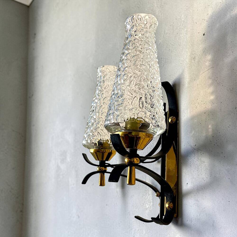 Pair Mid Century Itaian Modern  double wall sconce
