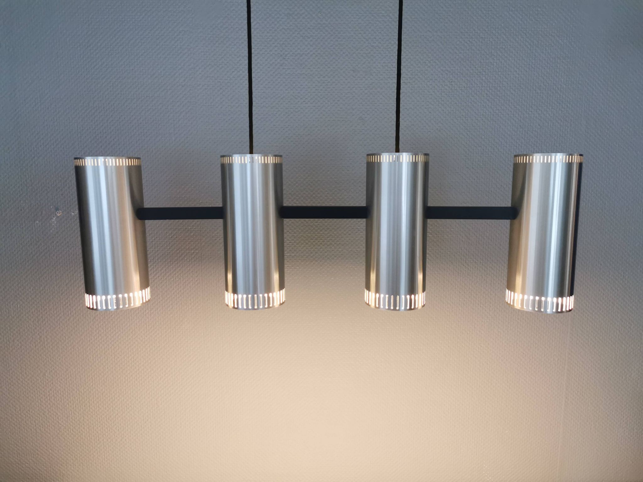 Very beautiful and rare Cylinder IV hanging lamp designed by Jo Hammerborg for Fog og Mørup in 1966.