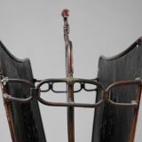 Mid-century magazine rack in hammered copper, France ca. 1900