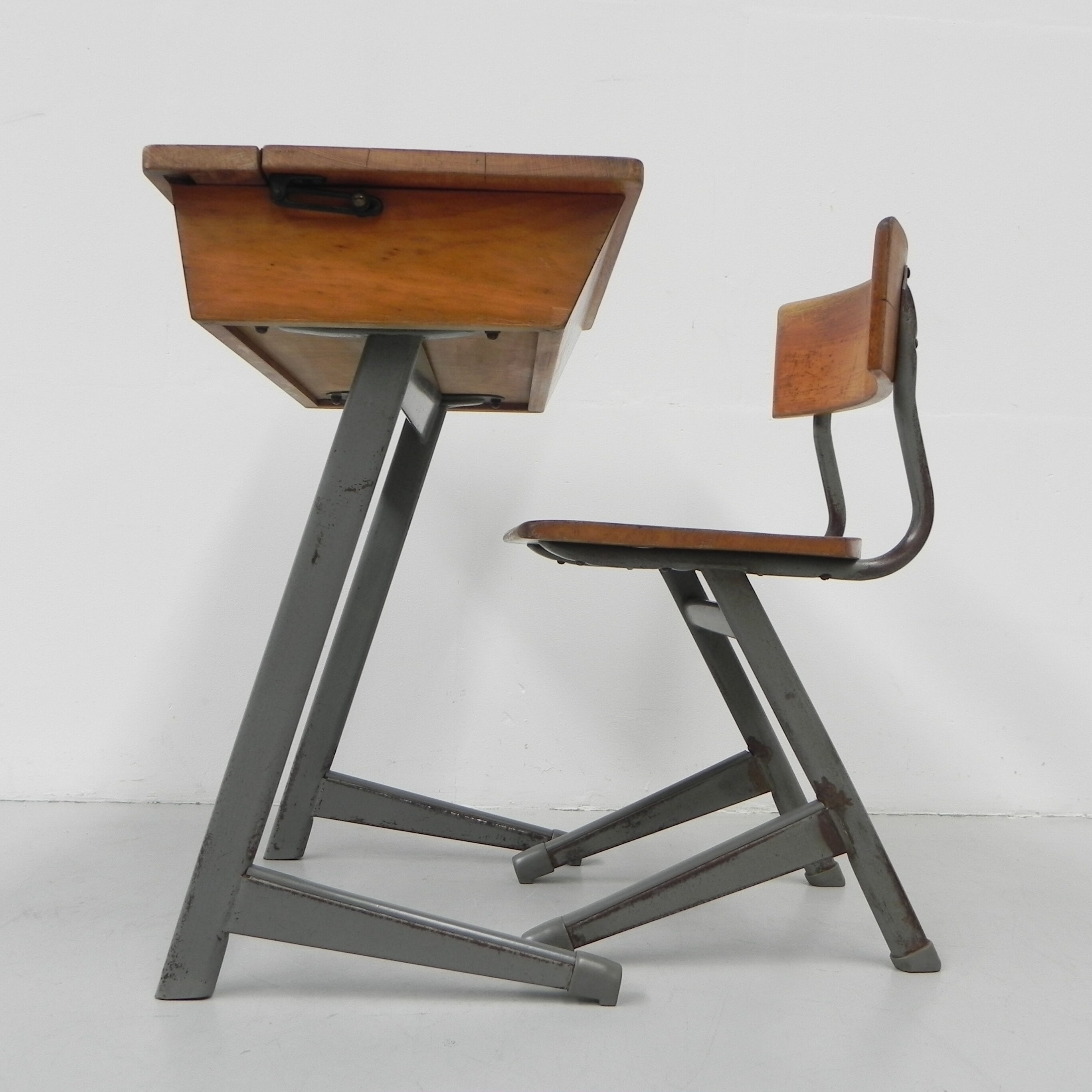 Desk and chair, industrial