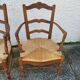 Pair of provencal straw armchairs in walnut