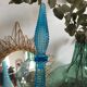Carafe en verre texturé bleue turquoise