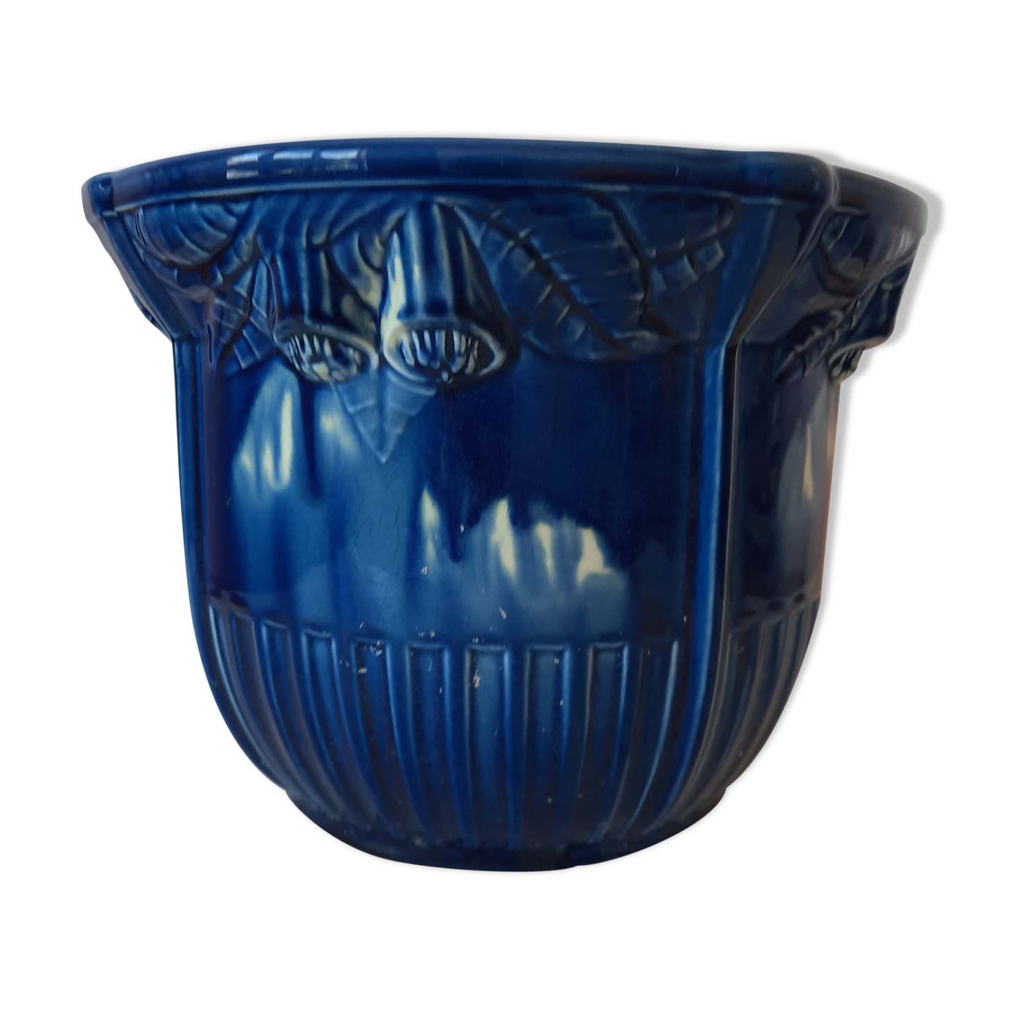 Barbotine pot cache by gustave de bryun art nouveau era
