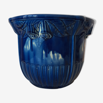 Cache pot en barbotine par gustave de bryun époque art nouveau