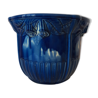 Cache pot en barbotine par gustave de bryun époque art nouveau