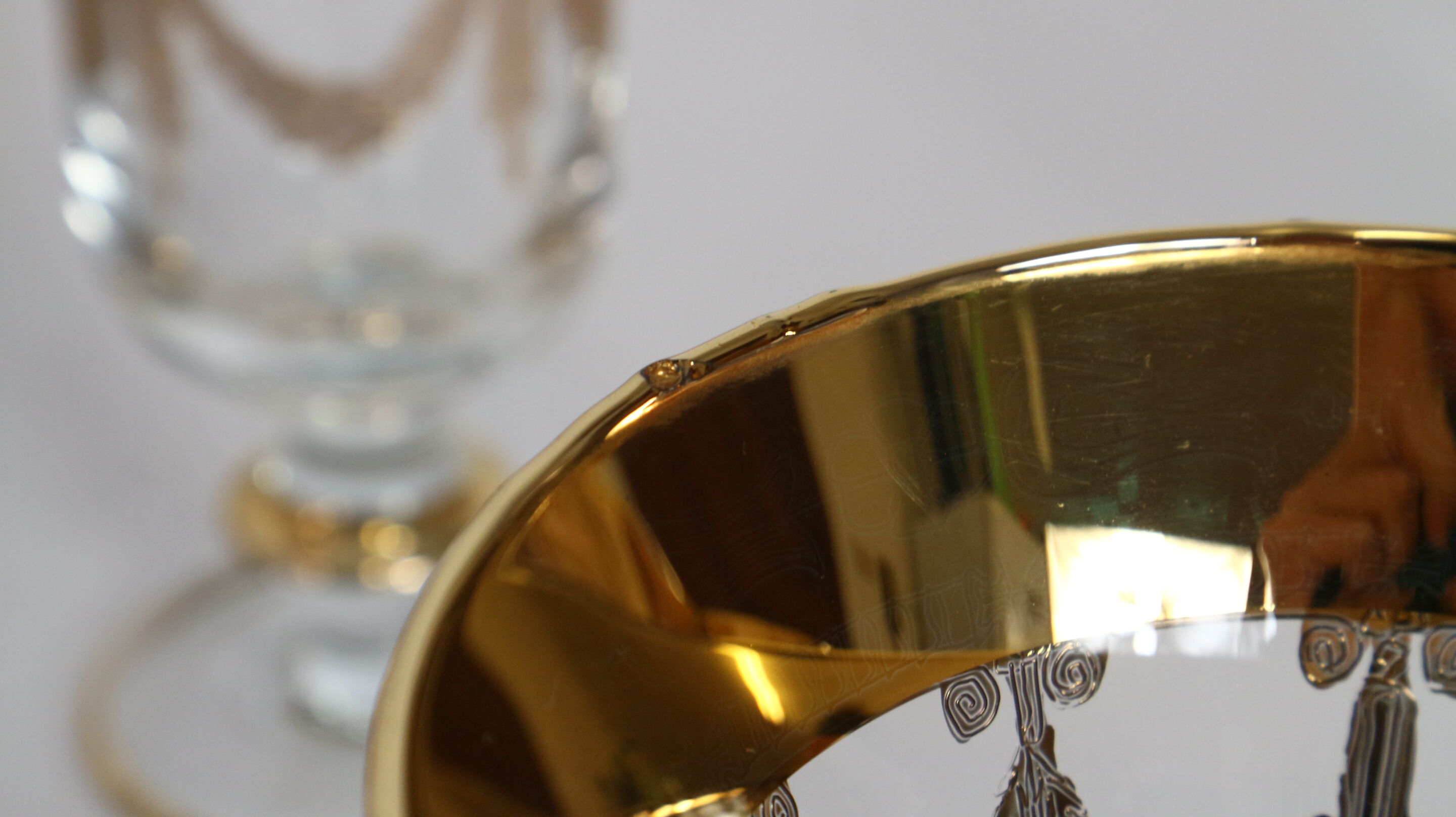 Service 12 glasses decoration engraved gold border