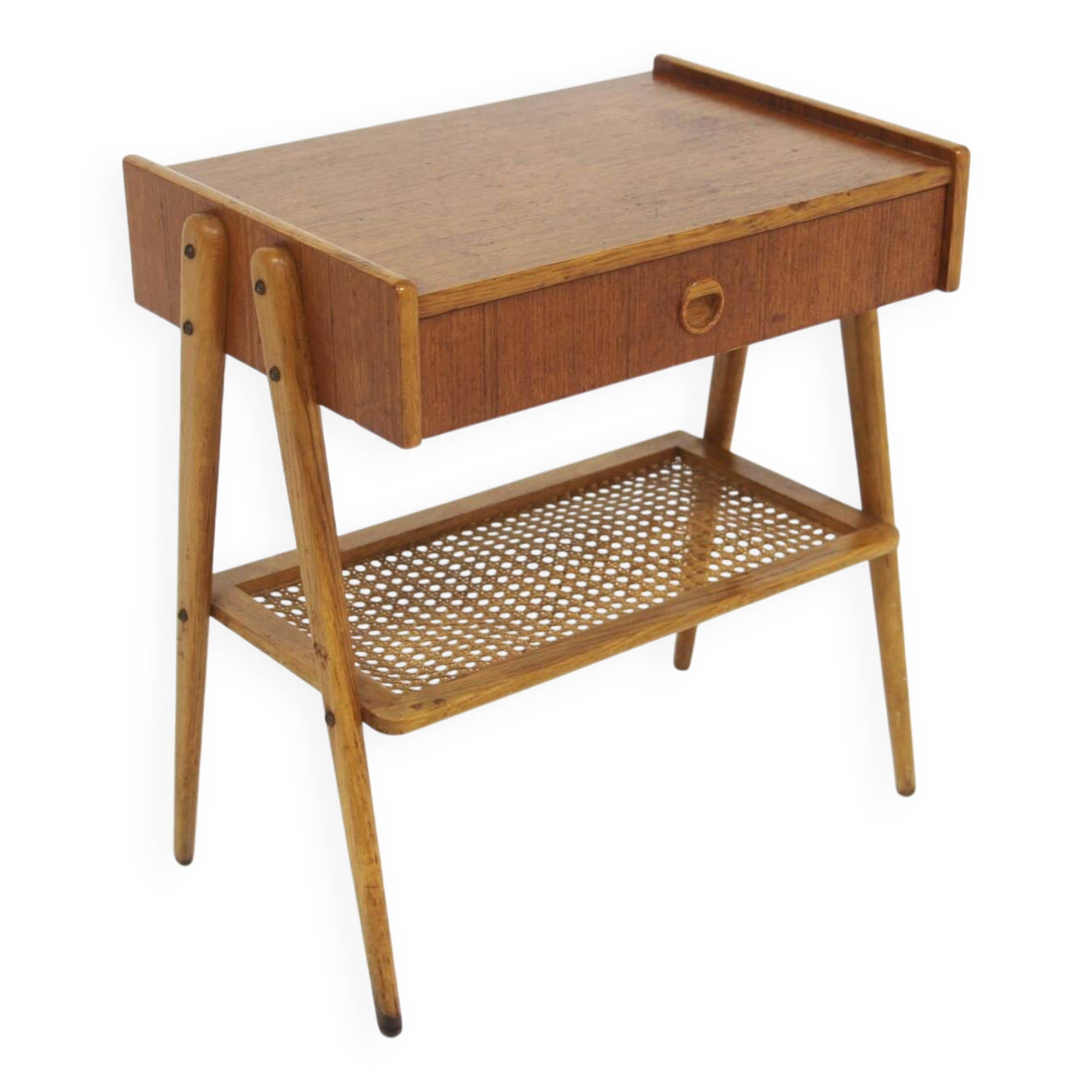 Scandinavian teak and oak bedside table, Sweden, 1960